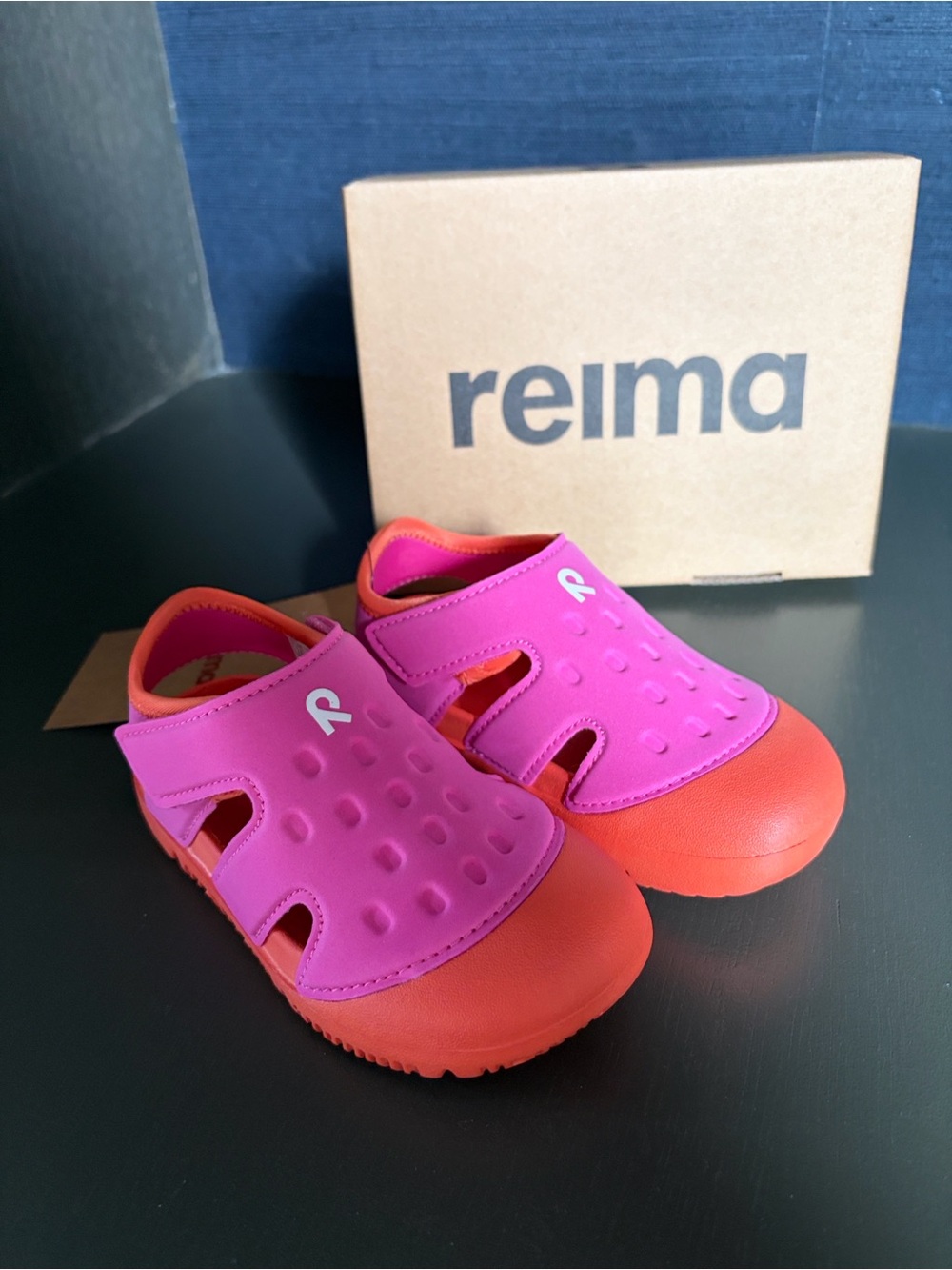 Kids Pink & Orange Closed-Toe Sandal with Hook-and-Loop Strap